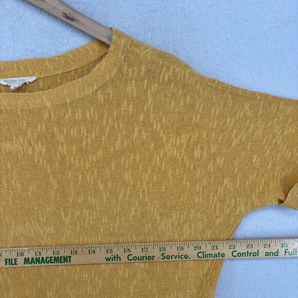 EILEEN FISHER Sweater PP Petite Linen Cotton Top Slub Dolman Sleeve Yellow - Picture 10 of 12